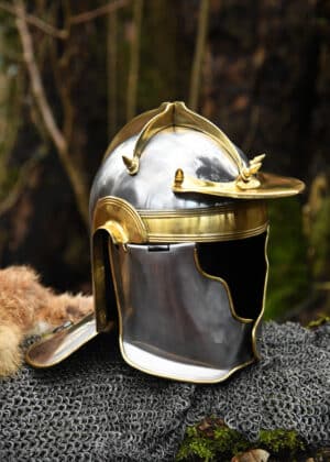 Casque romain Auxiliaire infanterie E en acier et laiton