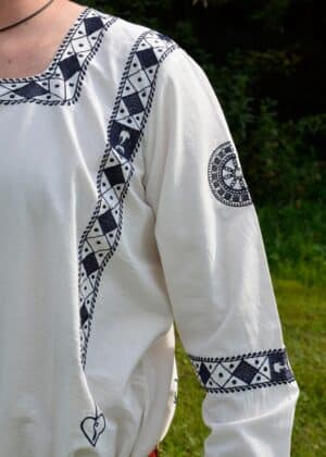 Tunique romaine manches longues broderie bleue – Image 2