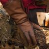 Gants de fauconnier cuir marron – Image 3