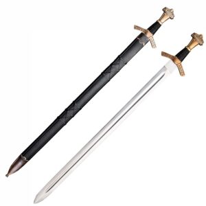 Epée historique Excalibur de Windlass Steelcrafts. Lame acier au carbone 1065 avec une dureté de 48-52 HRC. L: 94 cm. Livrée avec fourreau en cuir