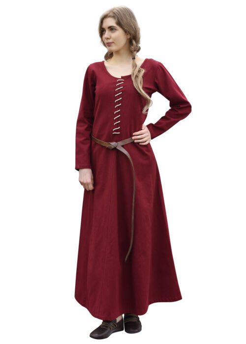 Cotehardie robe médiévale rouge vin