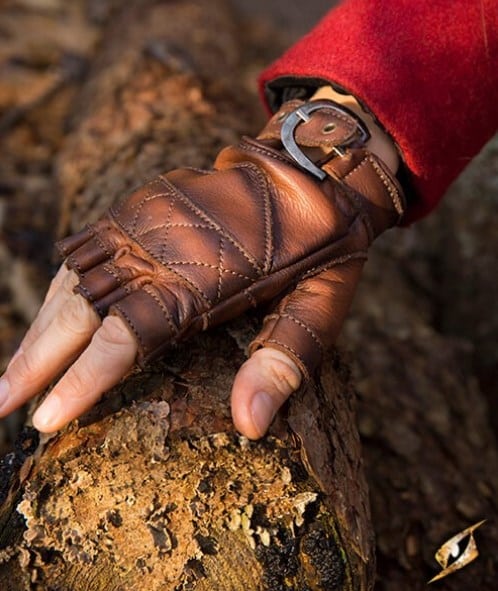 Gants en cuir marron