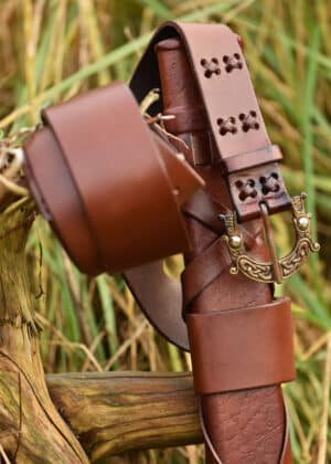 Fourreau d'épée viking avec ceinture en cuir et boucle en bronze – Image 3