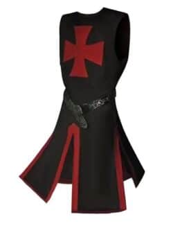 tabard templier noir croix rouge