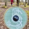 Bouclier rond Viking « Fenrir » avec bordure en cuir – Image 2