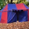 Tente bourguignonne de chevalier bleu/rouge en coton avec auvent 4x6 m