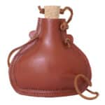 Gourde en acier avec housse en cuir