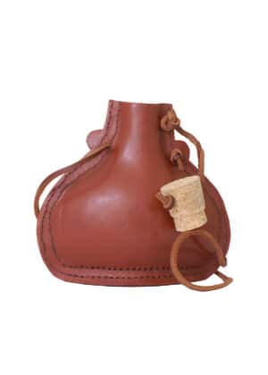 Gourde Acier Inoxydable 0,5L avec housse en cuir et liège - Cire d'abeille
