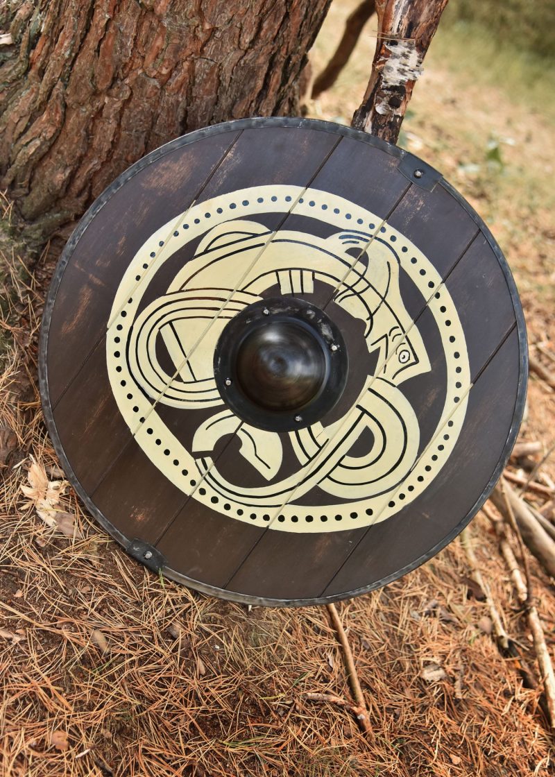 Bouclier rond Viking avec motif Gripping Beast - En vente- Armurias
