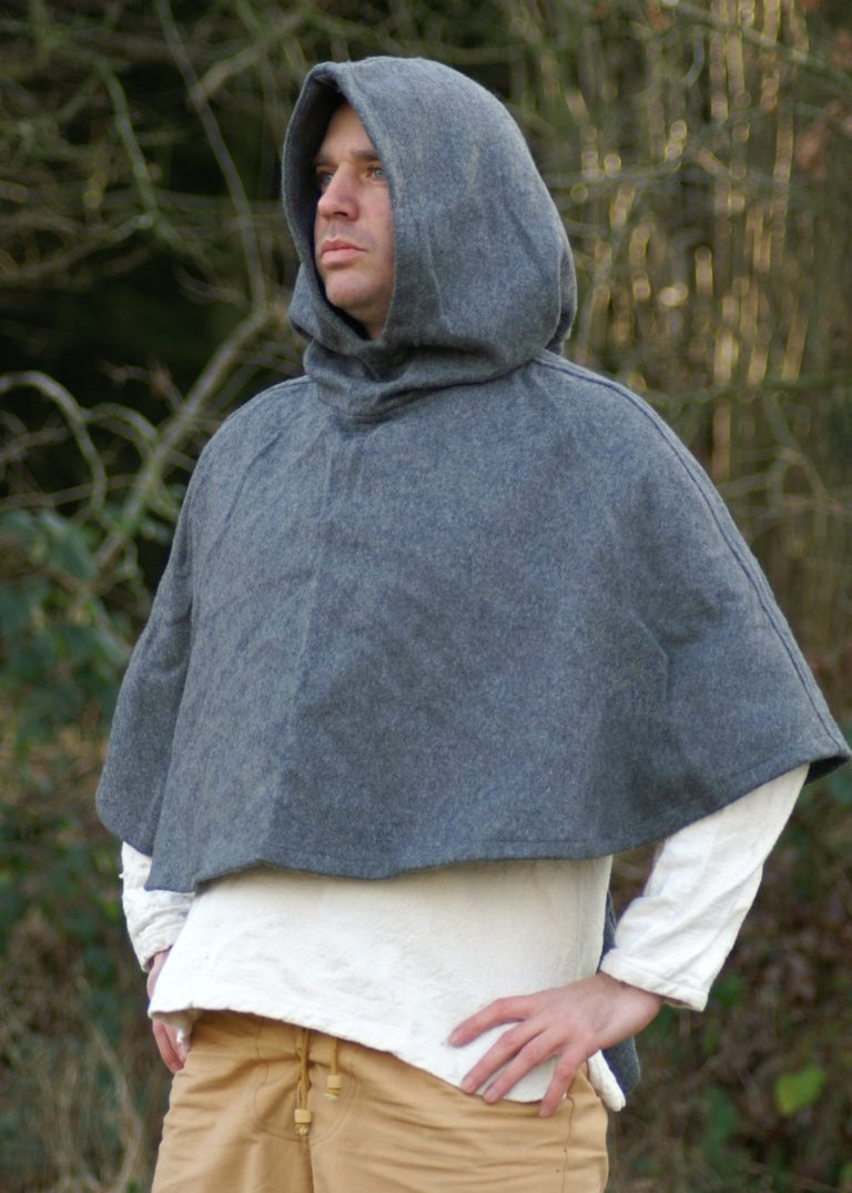 Chaperon médieval en laine mélangée