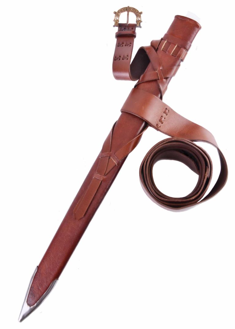 Fourreau d'épée viking avec ceinture en cuir et boucle en bronze