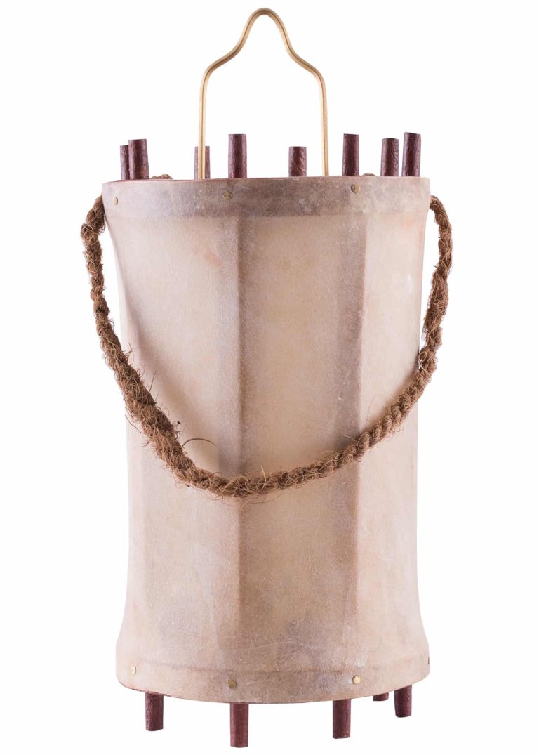 Lanterne Médiévale Bois et Cuir Brut