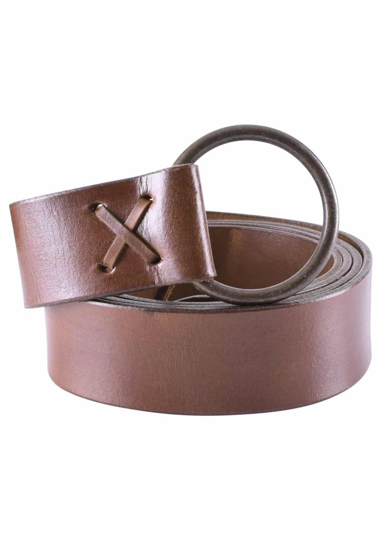 Ceinture médiévale en cuir avec anneau en laiton