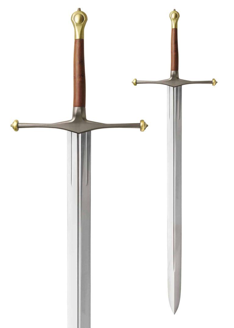 Épée glace stark élégante avec garde dorée.