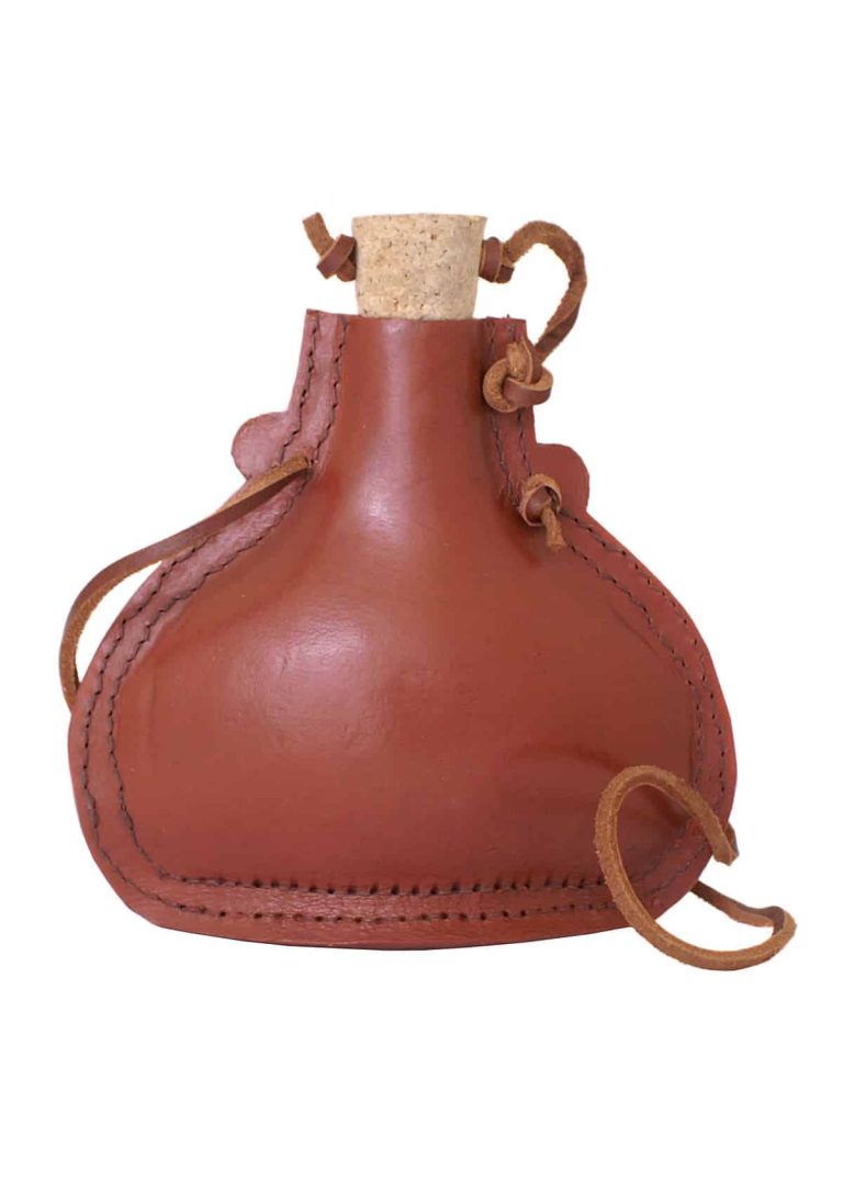 Gourde en acier avec housse en cuir