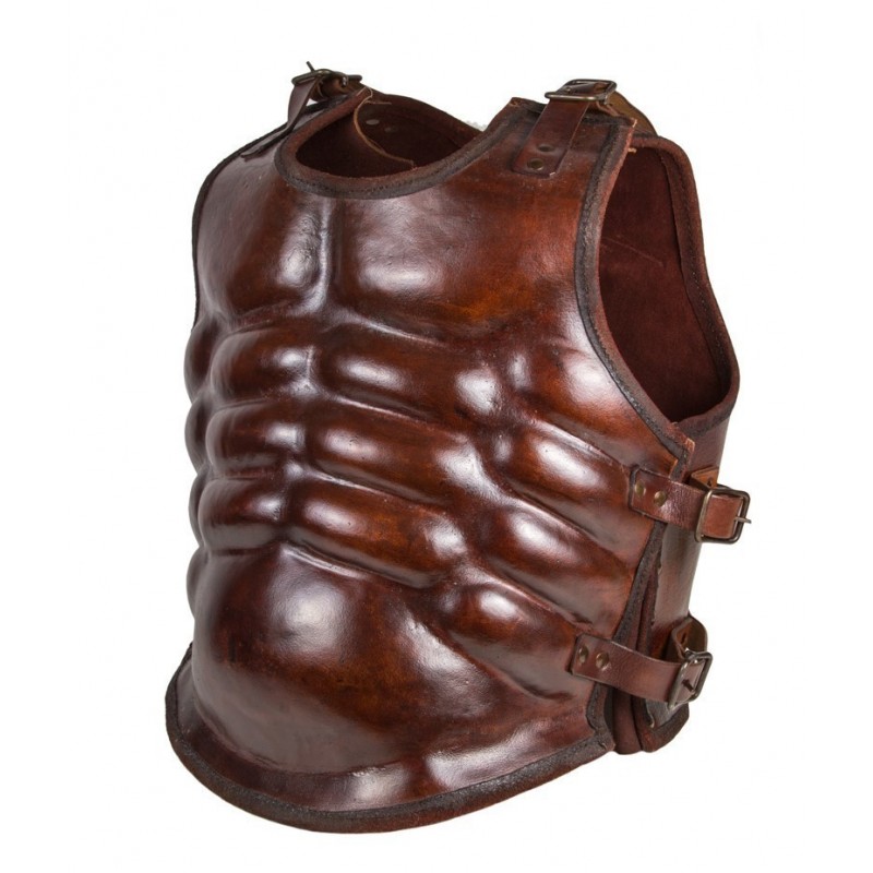 Cuirasse musclée en cuir marron 1 Cuirasse musclée en cuir marron