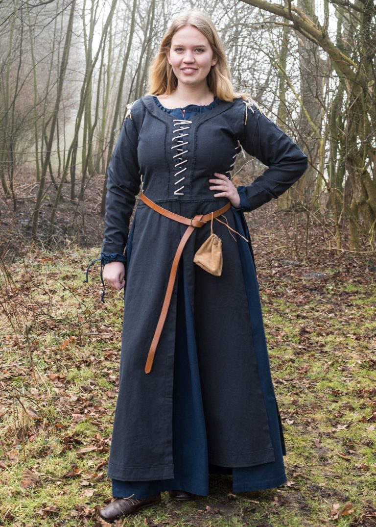 Robe médiévale paysanne bleue