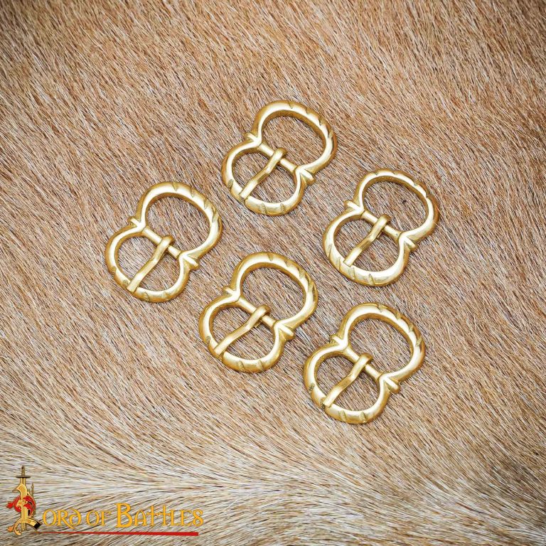 Boucles de ceinture à double boucle en laiton, attaches en laiton massif de style médiéval pour ceintures et artisanat du cuir (ensemble de 5) -Ceintures de 1,7 cm