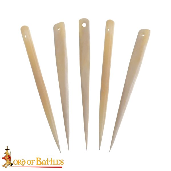 Set d'aiguilles à broder en os de bœuf viking sculptées main 7cm