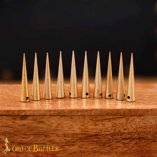 Lot de 10 aiguillettes médiévales en laiton poli pour laçage gambison et pourpoint