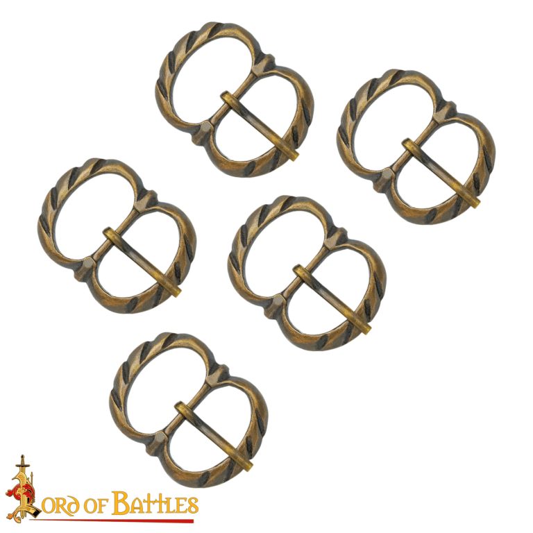 Boucle ceinture double anneau laiton massif artisanal - Ferrure médiévale authentique 3,4cm
