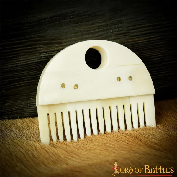 Peigne à barbe germanique en os sculpté main 6cm - Peigne viking nordique authentique source éthique
