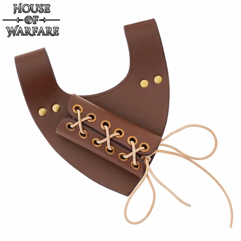 Porte-épée médiéval incliné cuir 17,7cm weapon frog - Dimensions support arme laçage rivets laiton