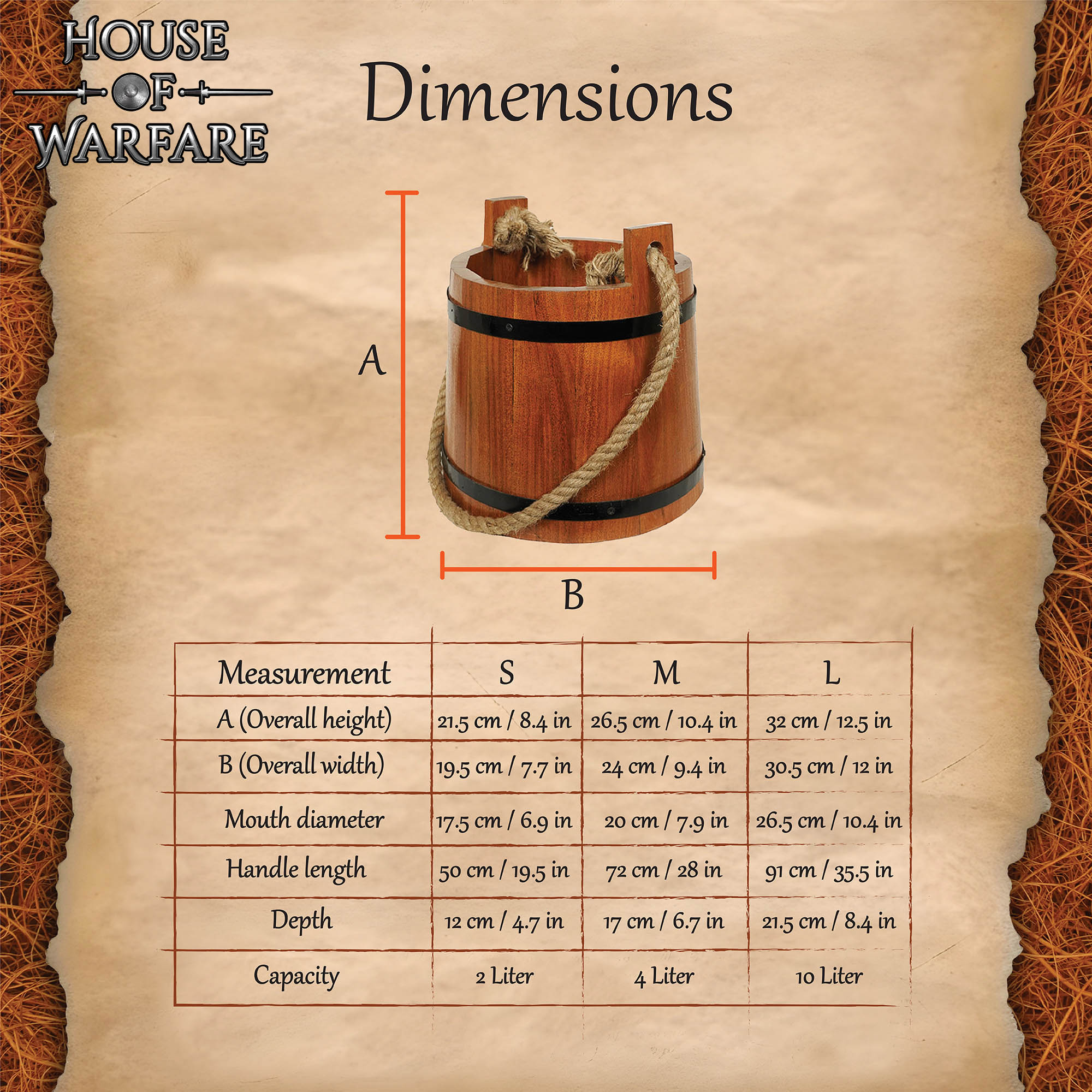 Seau en Bois Médiéval Artisanal 3 Seau rustique pour reconstitution historique et GN