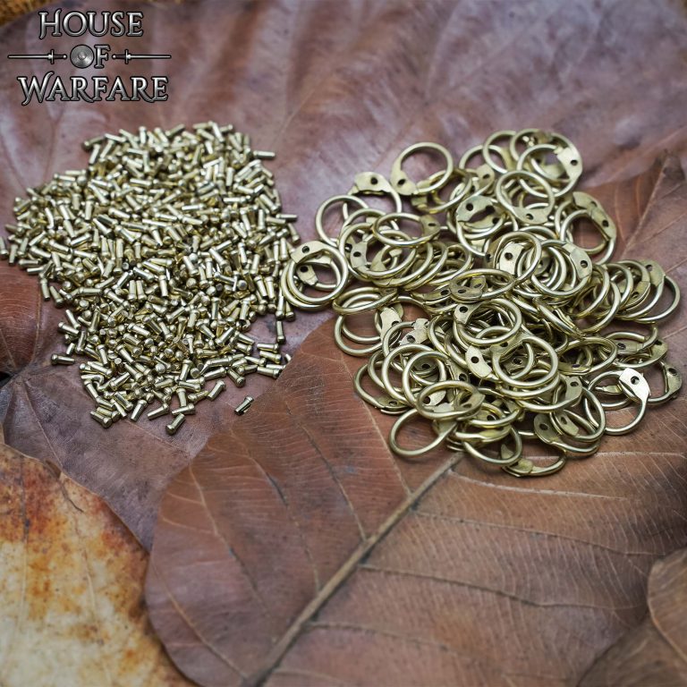 Lot 100 anneaux cotte de mailles laiton riveté 8mm calibre 18 - Anneaux dorés avec rivets inclus