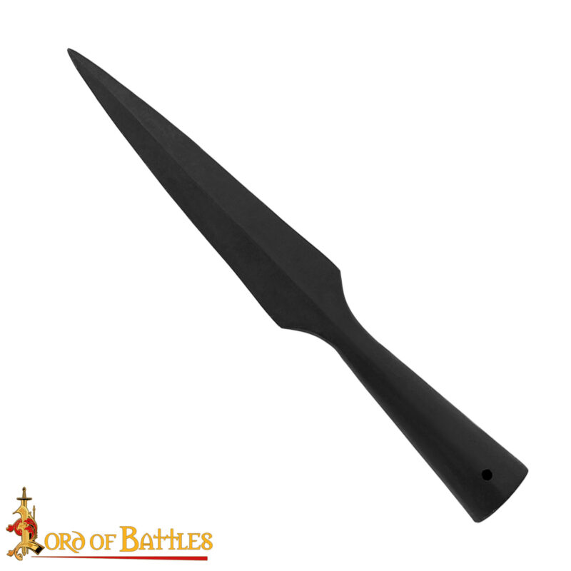 Fer de lance médiéval forgé main en acier carbone, lame en forme de feuille avec douille conique