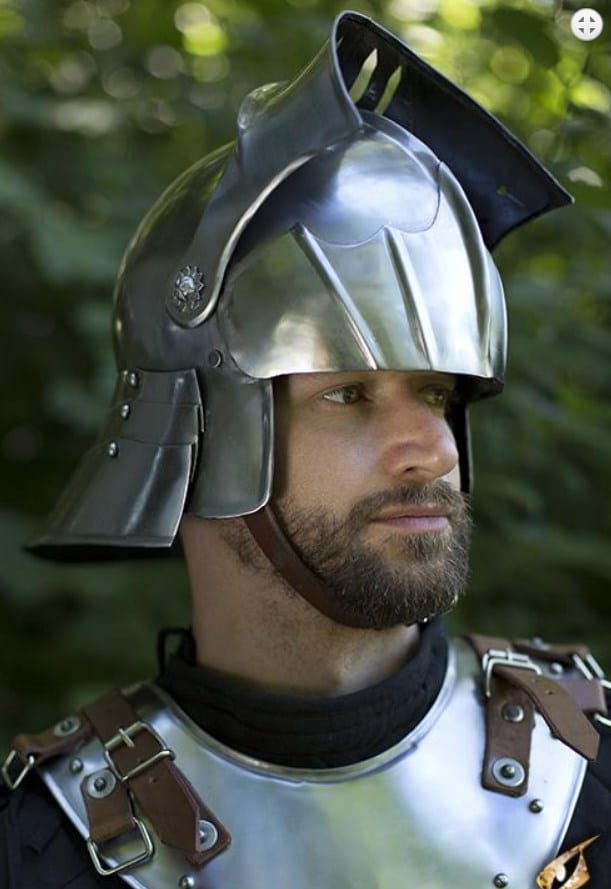 Salade casque à visière acier poli de epic armoury