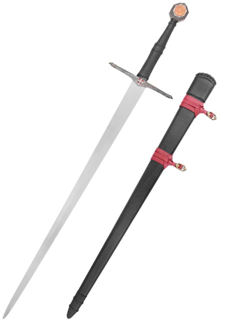 Épée médiévale Chevalier Noir Templier avec lame en acier carbone et fourreau noir