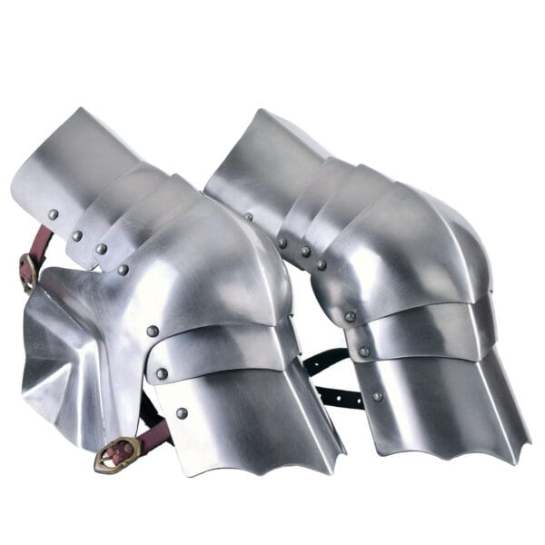 Genouillères médiévales 15ème siècle en acier 1,3mm - Paire de protection genoux articulée avec sangles cuir rivetées ajustables, fabrication artisanale pour armure complète de chevalier