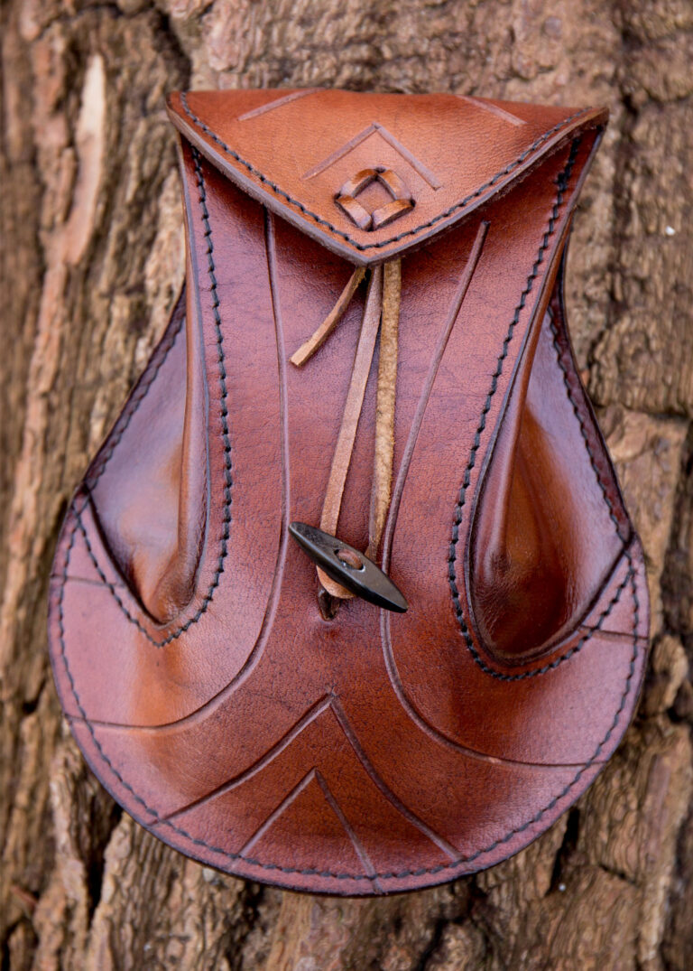 Sacoche elfique Epic Armoury en cuir marron avec fermoir aluminium torsadé