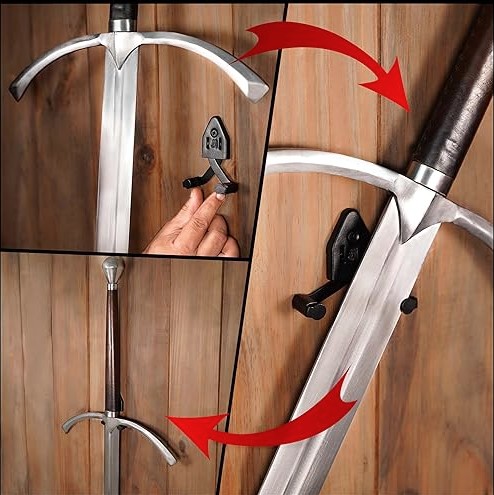 Support Mural Épée Vertical Mythrojan | Porte-Épée Ajustable 2 porte-épée mythrojan noir