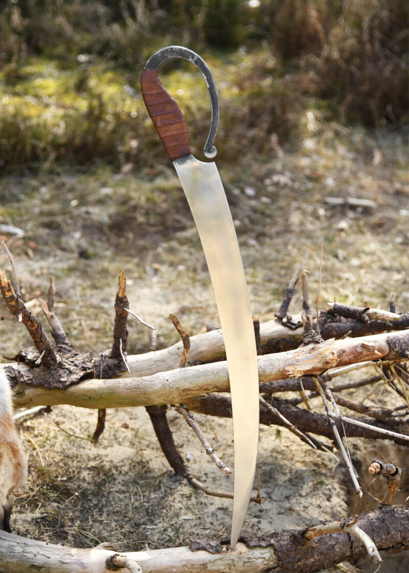 Dusack médiéval ULFBERTH en acier carbone C60 avec poignée en cuir, sabre court Renaissance battle-ready pour AMHE et escrime historique, sans fourreau