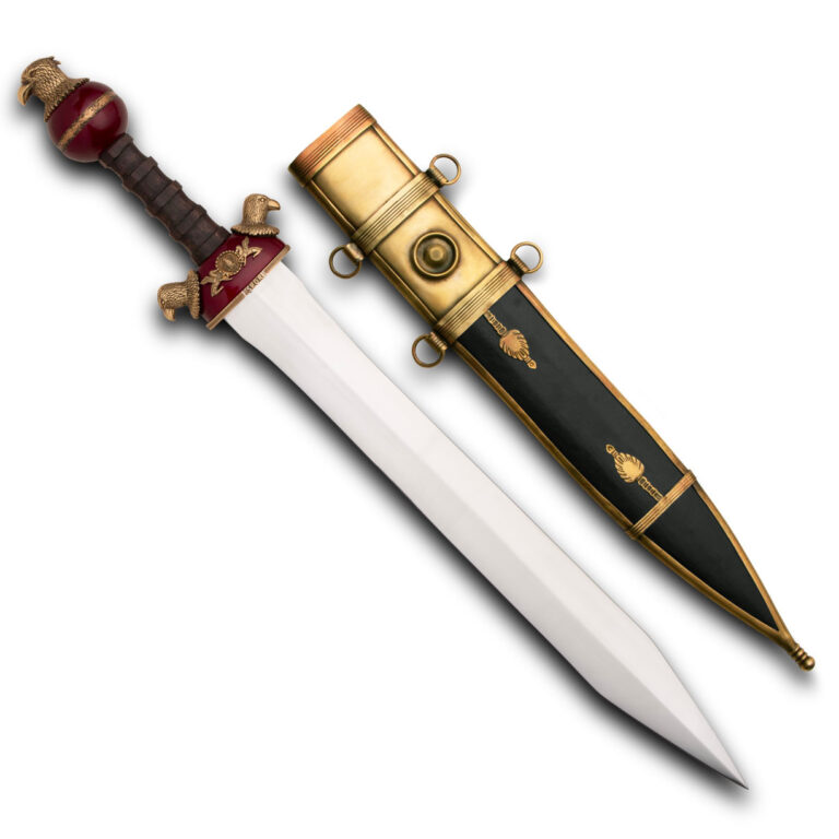 Windlass Gladius Aigle de Rome Deluxe (Battle Ready). Lame affûtée en acier carbone 1075 de 53,5 cm. Idéal pour reconstitution et collection.