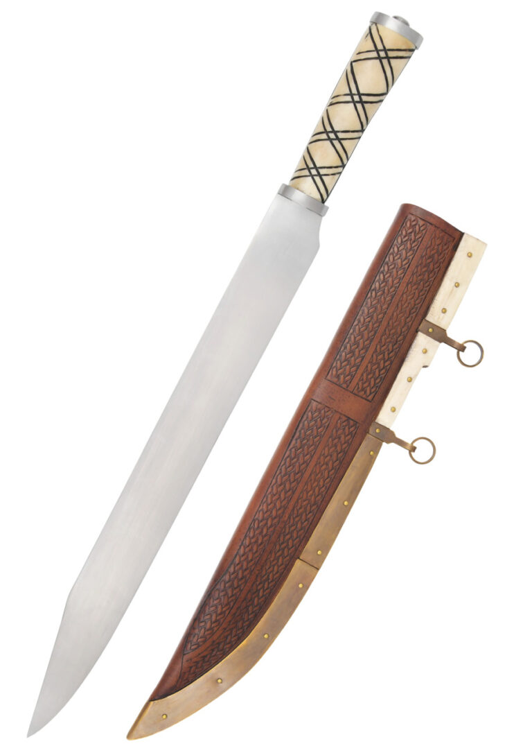 Seax viking à manche en os avec son fourreau en cuir