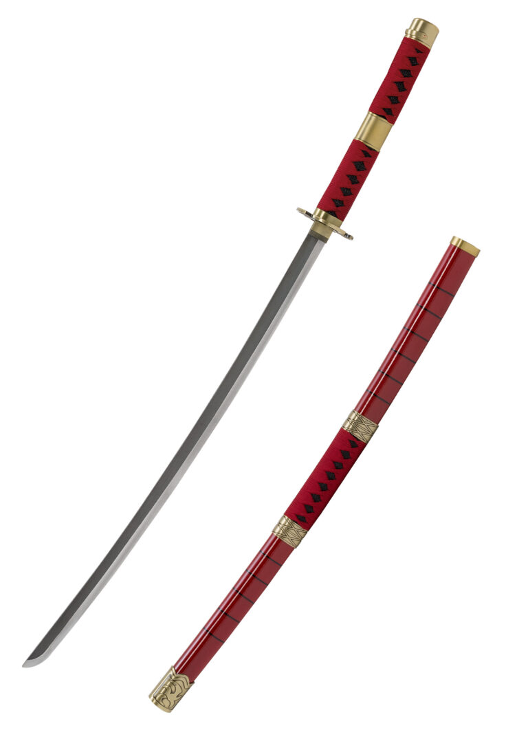 Katana Sandai Kitetsu de Zoro – One Piece, saya rouge décorée