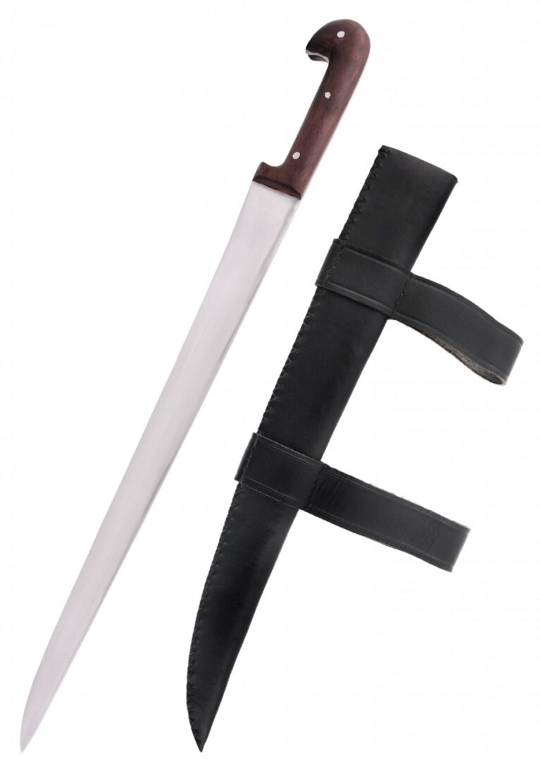 Long seax forgé à la main avec fourreau en cuir