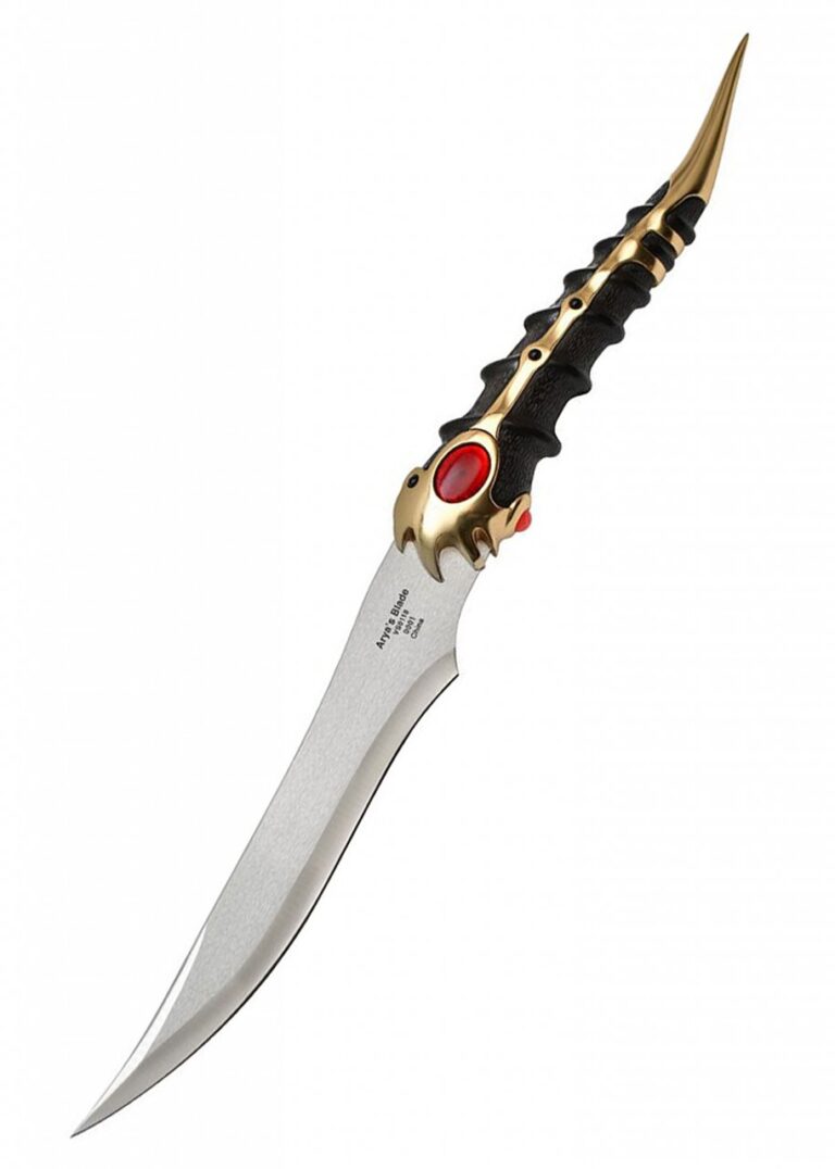 Dague d’Arya Stark Game of Thrones sur son présentoir en bois