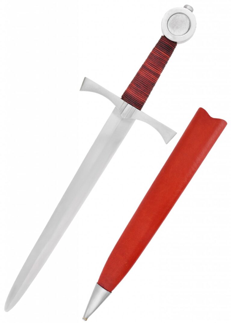 Dague médiévale de combat émoussée avec fourreau en bois et cuir
