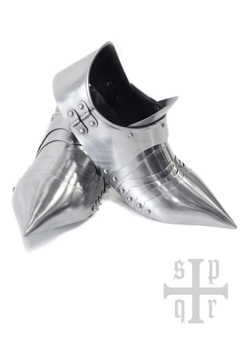 Solerets médiévaux pointus en acier 1,5 mm – vue 1