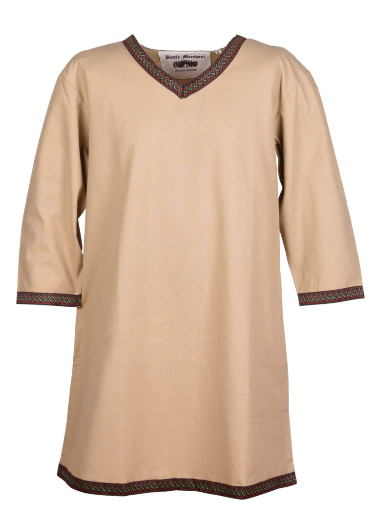Tunique viking en coton à galon – beige