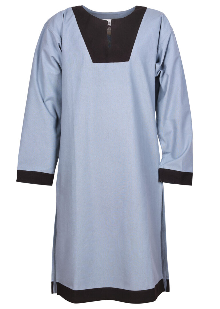 Tunique médiévale Vallentin – bleu-gris et brun