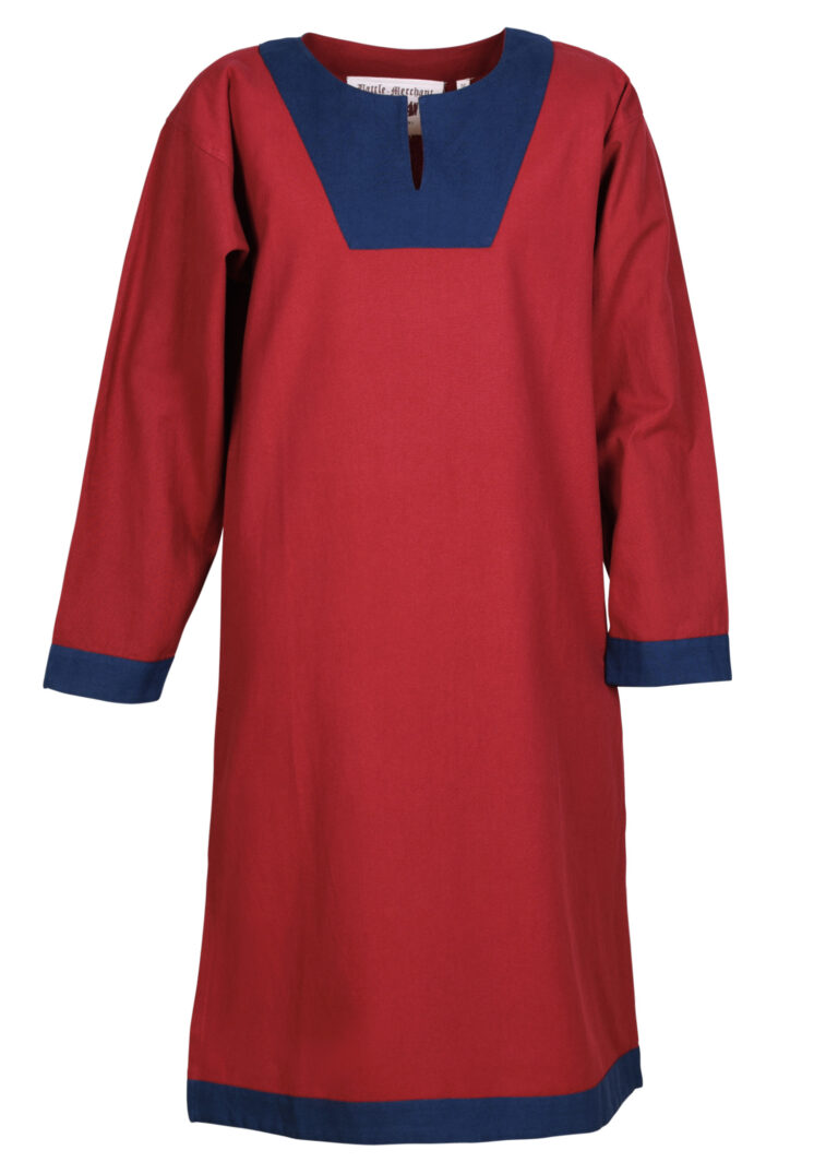 Tunique médiévale Vallentin – rouge et bleu