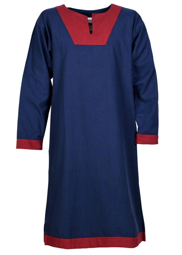 Tunique médiévale Vallentin – bleu et rouge