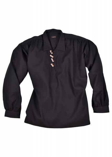 Chemise médiévale à boutons en bois – noir