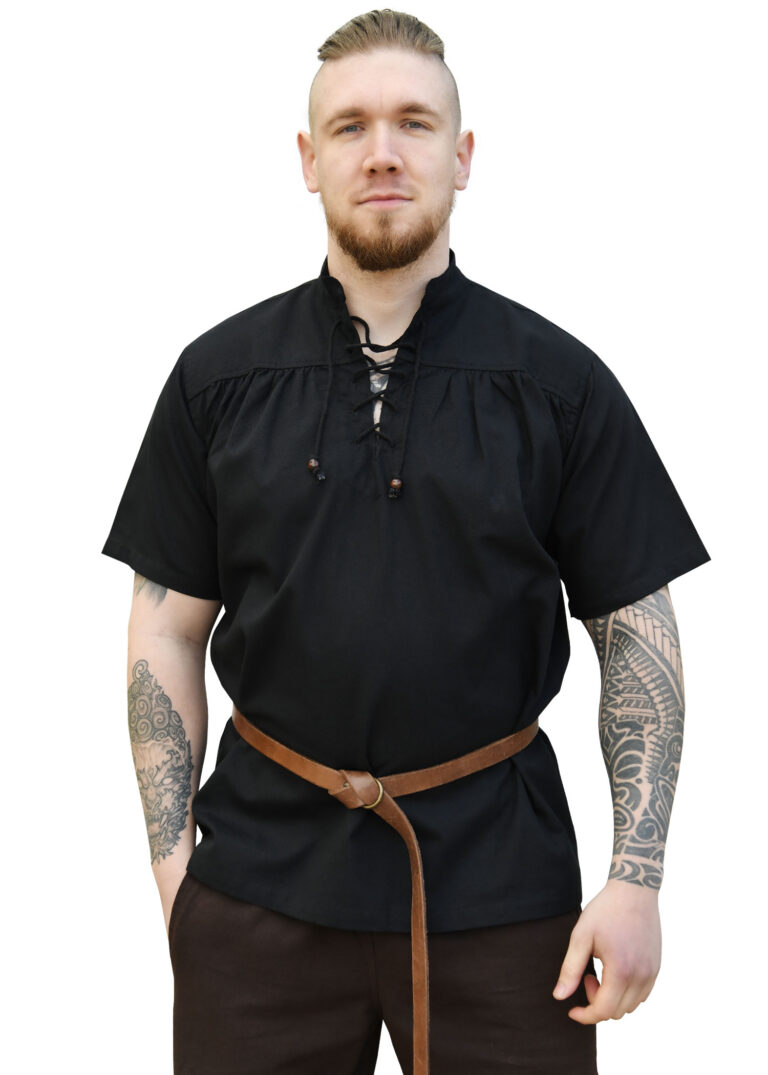 Chemise médiévale à manches courtes – noir