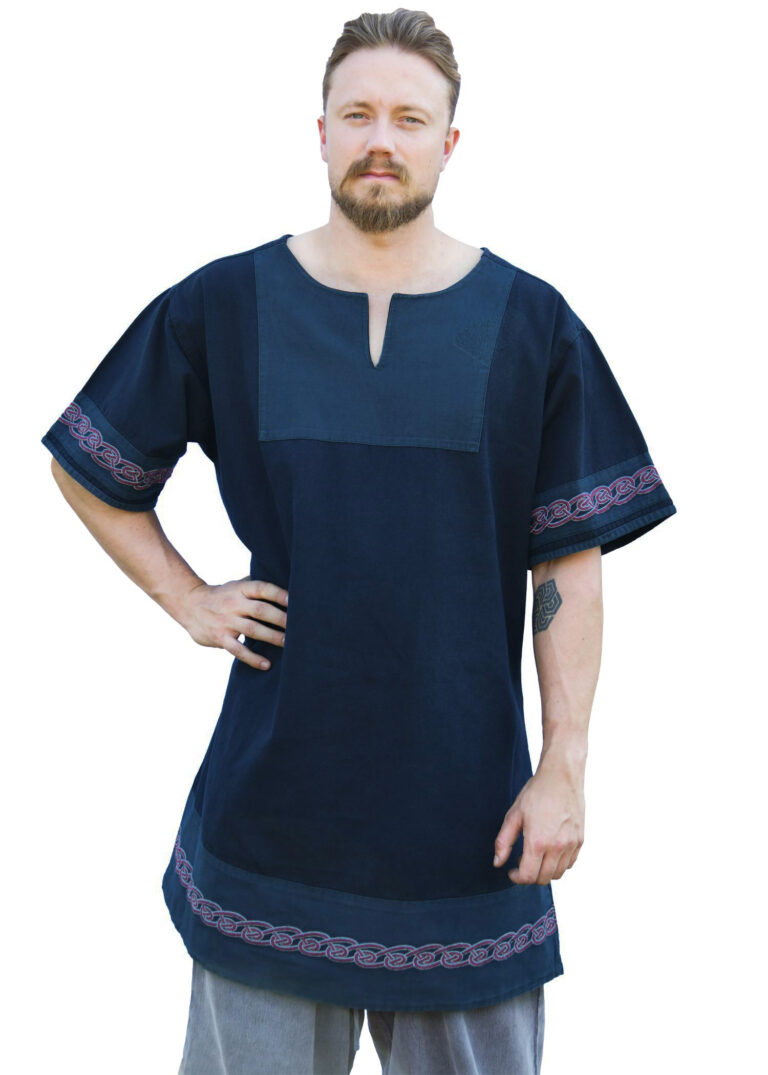 Tunique médiévale Egil brodée – bleu